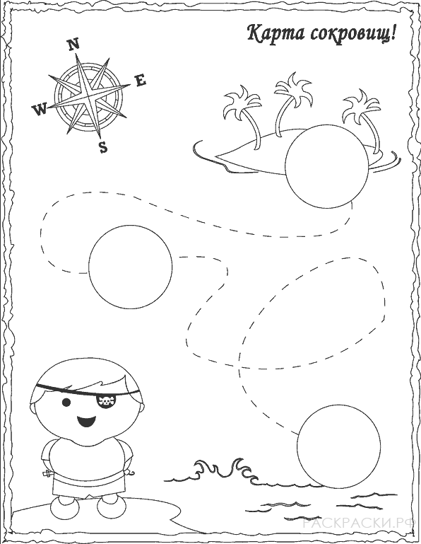 Раскраска мальчик пират и карта сокровищ » Раскраски.рф - распечататькартинки раскраски для детей бесплатно онлайн!